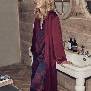 GORGEOUS Satin Pajamas AND Robe! Rich Navy & Plum!